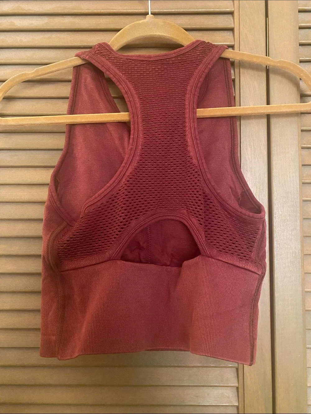 JoyLab Seamless Ribbed Crop Tank & High-Waist Shorts Set - Brick Red